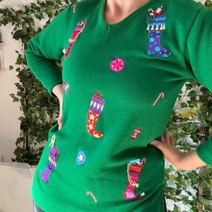 Green Karen Scott Christmas Sweatshirt